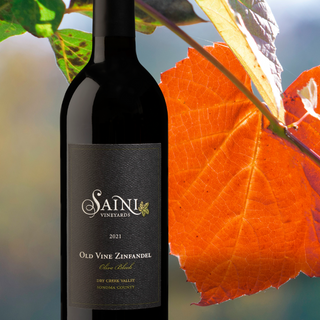 red leaf Saini vineyard wine bottle Sonoma  California