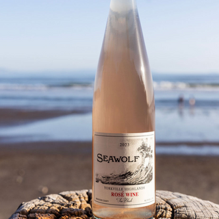 red wine bottle Seawolf vineyard California Mendocino County  ocean sunset