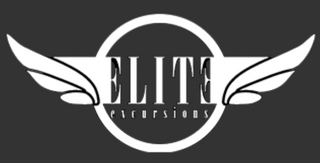 Logo of Elite Excursions with wings on a white background